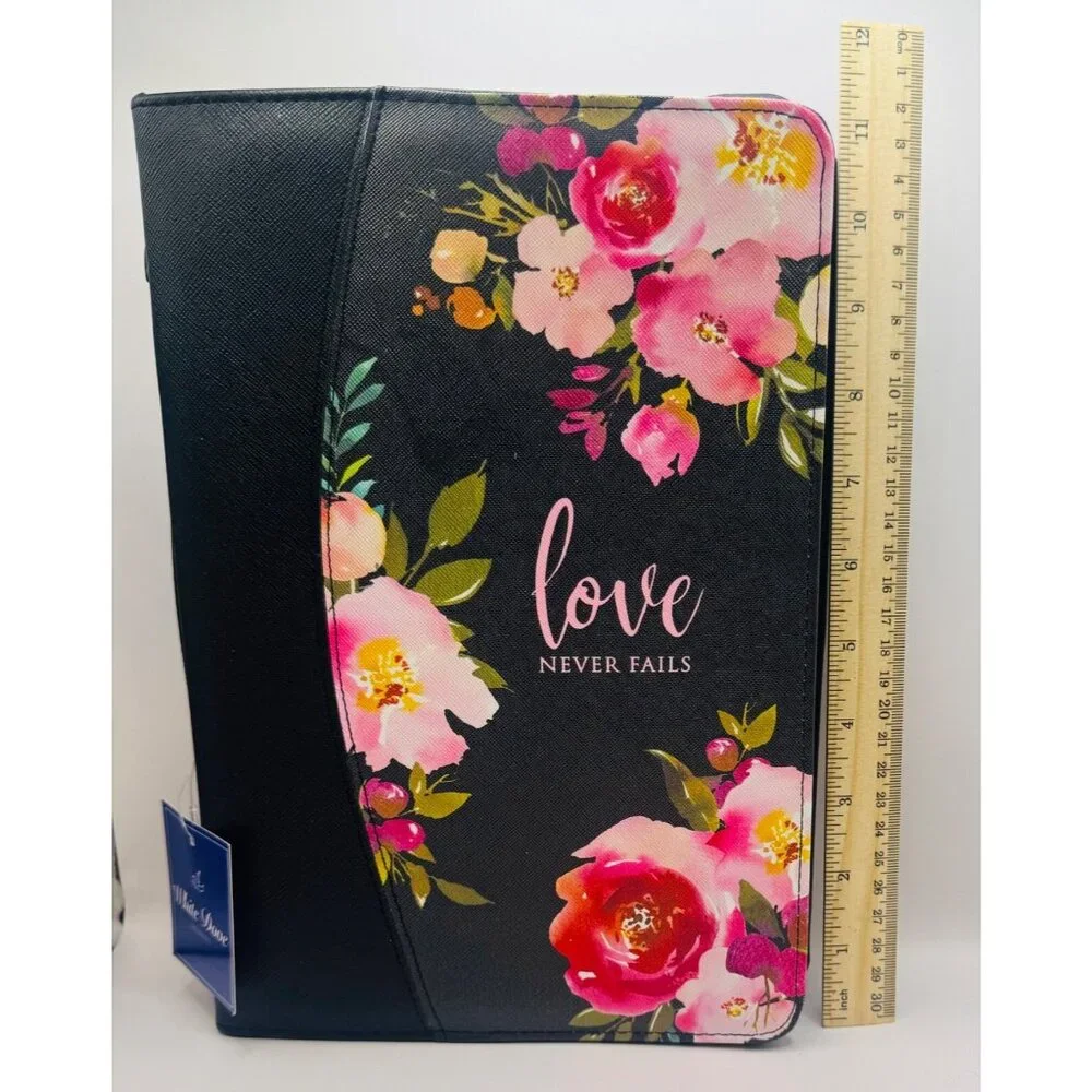 rose front bible cover regular size with pockets on the inside